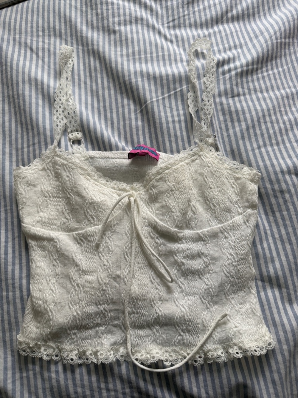 WORN ONCE! Edikted Elegant White Lace Trimmed Women's Top